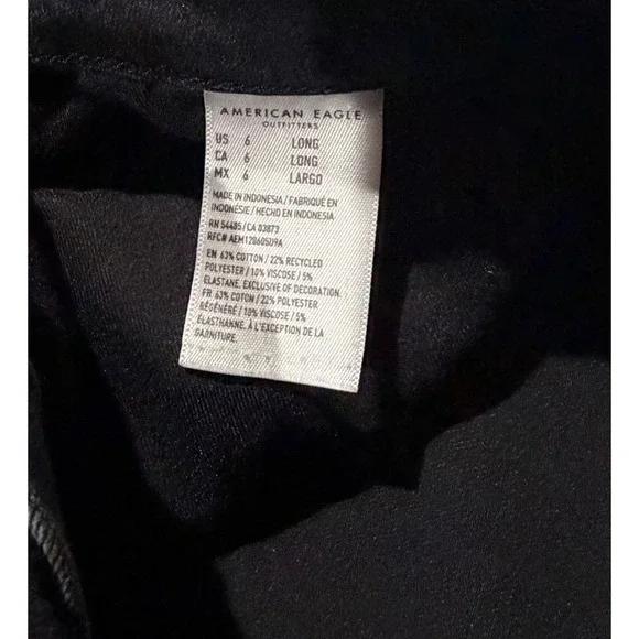 American Eagle The Dream Jean Super Skinny High Waisted Black Denim 6 Long - Picture 4 of 8